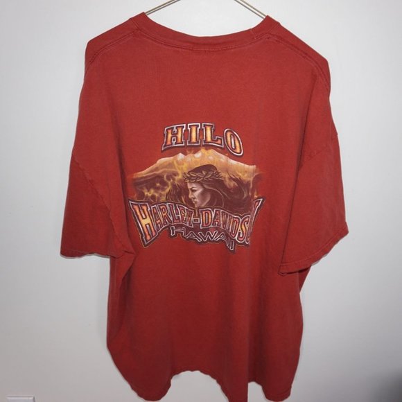 VTG Harley Davidson Shirt Men Size 3XL Beefy Tag USA Hilo Hawaii Flames Woman - Picture 2 of 8